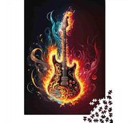 Fire Guitar Puzzle in Pezzi Rock Music Art 1000 Pezzi Carta Riciclata Per Donne, Regali Per Uomini Puzzle Estremamente Difficile E Stimolante 70x50cm/1000pcs