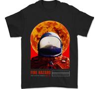 Fire Hazard Too Hot To Manico Astronauta Spazio T-Shirt 100% IN Cotone