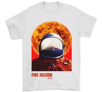 Fire Hazard Too Hot To Manico Astronauta Spazio T-Shirt 100% IN Cotone