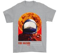 Fire Hazard Too Hot To Manico Astronauta Spazio T-Shirt 100% IN Cotone
