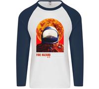 Fire Hazard Too Hot To Manico Astronauta Spazio Uomo L/S Baseball T-Shirt