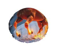 Fire Horse Night Cuffia da doccia impermeabile riutilizzabile per donne, copertura elastica per capelli, per bagno, spa, viaggi e uso quotidiano