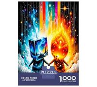 Fire Ice Robots 1000 Pezzi Set Puzzle Cosmic Fusion Vibe Puzzle Classico Cartone Riciclato - Sfida Educativa, Gioco in Casa, Super Idea Regalo Per I Fan 70x50cm/1000pcs
