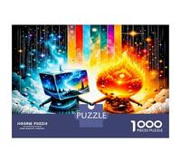 Fire Ice Robots 1000 Pezzi Set Puzzle Cosmic Fusion Vibe Puzzle Premium Cartone Robusto - DIY Divertimento Famiglia, Bella Decorazione, Regalo Di Compleanno Perfetto Per Adulti E Bambini 70x50cm/1000p