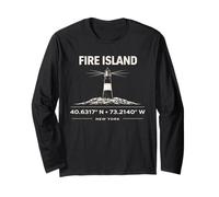 Fire Island Lighthouse New York Coordinate Design Maglia a Manica