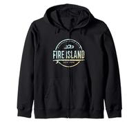 Fire Island New York - Fire Island NY Vintage Surf Felpa con Cappuccio