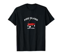 Fire Island Red Wagon New York Long Island Beach Estate Maglietta