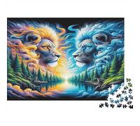Fire Lion Mythic Puzzles 1000 Pezzi Recyclable Nature Spirit Puzzle per Anziani Gioco Educativo Decompressione Idealee per Benedizioni Di Vacanza Regalo 38x26cm/1000pcs