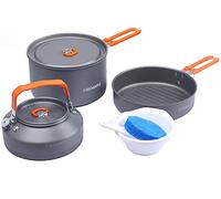 Fire-Maple Feast 2 Pentole Set da Campeggio Utensili da Cucina con Padella, Bollitore, Ciotole Spugna Cottura Kit per Ourdoor Backpacking, Campeggio Escursione Orange
