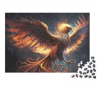 Fire Phoenix Bird Colourful Fiery Phoenix Bird 1000 Pieces Jigsaw for Adults The Impossible Challenge Brain Development 52x38cm/1000pcs