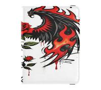 Fire Phoenix Rose - Custodia in pelle per passaporto e carte di vaccino, con motivo tatuaggio rosa, custodia per passaporto e passaporto, con blocco RFID, per uomini e donne, impermeabile