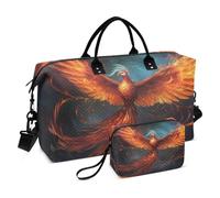Fire Phoenix1, borsone da viaggio, borsa da palestra con borsa portaoggetti, borsa per la notte, per uomini e donne, viaggi, sport, yoga, Multicolore, Taglia unica