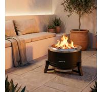 FIRE PIT ROUND - Braciere A Pellet Da Esterno Da 12 KW Senza Fumo Nero
