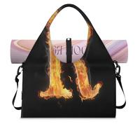 Fire R Lettera Sport Duffle Bag con scomparto per scarpe R Pattern Weekend Pernottamento Borse Tote Cabin Bagaglio per Palestra Yoga Viaggi, Colore, L, Borsone da viaggio