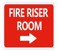 Fire Riser Room Right Pointing Arrow Plate 12x8 Inch