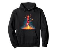 Fire Rocket con Chitarra elettrica per Gli Amanti dello Spazio Rock Felpa con Cappuccio