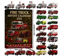 Fire Truck Advent Calendar 2025, 24 Days Christma Countdown Calendar Acrylic Ornaments Christmas Advent Calendars Xmas Countdown Calendars for Kids & Collectors Christmas Tree Decorations