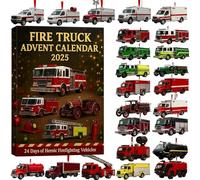 Fire Truck Advent Calendar 2025, 24 Days of Christmas Advent Calendar Boxes, 24 Days of Heroic Firefighting Vehicles, 2D Ornaments Xmas Tree Decor (1 pcs)