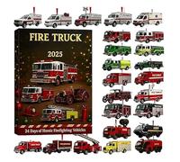 Fire Truck Advent Calendars 2025, 24 Days of Christmas Advent Countdown Calendar with 2D Acrylic Fire Truck Pendant Ornament for Kids Collectors