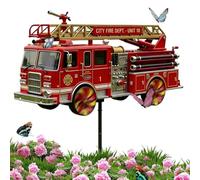 Fire Truck Garden Windmill 28cm Iron Outdoor Spinner Yard Art