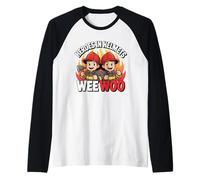Fire Truck Rescue Enthusiast Firefighter Squad Wee Woo Maglia con Maniche Raglan