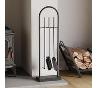 Fire Vida Arc Companion Set, Metallo, Cromo/Nero, 4 Pezzi, Ghisa, H 71 x L 23 x P 18 cm Circa