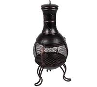 Fire Vida Home Discount® braciere da Giardino in Acciaio, terrazza Barbecue Camino, griglia di Cottura Chimnea Nero & Oro Antico