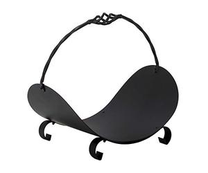 Fire Vida Porta Tronchi con Maniglia a Gabbia, Metallo, Nero