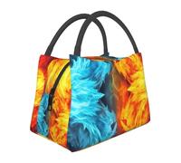 Fire vs ice art Borsa per il pranzo per donne e uomini adulti isolata Lunch Box riutilizzabile a prova di perdite Borsa per il pranzo di grande capacità Contenitore per alimenti portatile Lunchbox per