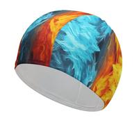 Fire Vs Ice Art Cuffia da nuoto comoda cuffia da bagno per capelli lunghi Durevole antiscivolo impermeabile cuffia da nuoto per donne e uomini cappelli da doccia mantiene l'acconciatura invariata