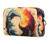 Fire Water Chinese Yin Yang Pattern Cosmetic Makeup Bag Piccola borsa da viaggio con cerniera Borsa da toilette portatile Organizer per trucco per donne ragazze, Multicolore 05,