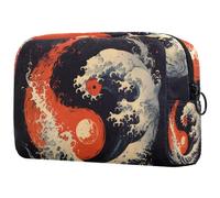 Fire Water Chinese Yin Yang Pattern Cosmetic Makeup Bag Piccola borsa da viaggio con cerniera Borsa da toilette portatile Organizer per trucco per donne ragazze, Multicolore 01,