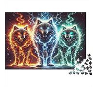 Fire Wolf Spirits 1000 Pezzi Cartone Extra Spesso Set Di Puzzle Per Bambini Principianti Decompressione Gioco Decorazione Murale 70x50cm/1000pcs