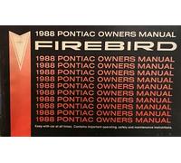 Firebird 1988 Manuale Pontiac OWNER'S Libro Manuale Proprietari Trans Am Transam