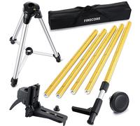 Firecore FLP370C - Asta telescopica da 3,7 m con treppiede e supporto laser da 1/4" x 20" per laser rotanti e laser a linea, asta di montaggio laser regolabile con adattatore filettato da 5/8"