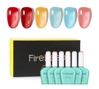 Firedeep Set Smalto Gel 10ml Senza HEMA 6 Colori Vivaci Rosa Rosso Blu Ciano Giallo Trasparente Soak Off LED UV Kit Nail Art Salone