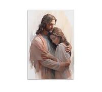 FireDeer Poster con Cristo Gesù sorridente che abbraccia una donna, dipinto con Bibbia, Dio religioso, stampa cattolica, decorazione per camera da letto e chiesa (03, acquerello, 40,6 x 61 cm, senza