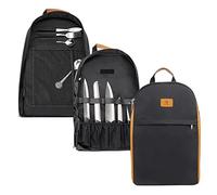 FIREDOG Zaino per coltelli da chef, custodia per chef e studenti, 21+ tasche per coltelli e utensili da cucina (nero, stile a tracolla)