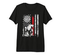 Firefighter American Flag Thin Red Line Cool Fireman Patriot Maglietta Premium