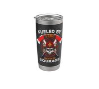 Firefighter Fueled By Fire Driven By Courage Fireman Bicchiere termico in acciaio inox doppia parete