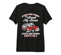 Firefighter Lights And Sirens Excite Me Fire Truck Driver Maglietta Premium