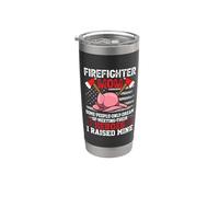 Firefighter Mom Heroes American Flag Fireman Firefighters Bicchiere termico in acciaio inox doppia parete