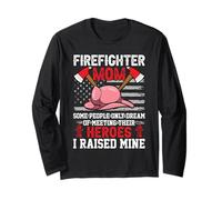 Firefighter Mom Heroes American Flag Fireman Firefighters Maglia a Manica