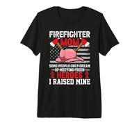 Firefighter Mom Heroes American Flag Fireman Firefighters Maglietta Premium