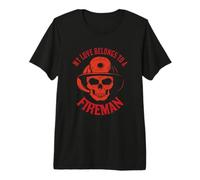 Firefighter My Love Belongs To A Fireman Proud Firefighters Maglietta Premium