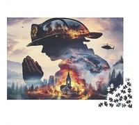 Firefighter Silhouette 100% Recycled Cardboard Fireworks 1000Pc Jigsaw for Adults Challenging & Brainteasing 70x50cm/1000pcs