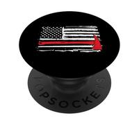 Firefighter Thin Red Line Flag Hero Fireman American Gift PopSockets PopGrip Adesivo