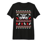 Firefighter Ugly Christmas Fireman Funny Firefighters Lovers Maglietta Premium