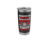 Firefighter's Son My Dad Fireman Funny Firefighters Lovers Bicchiere termico in acciaio inox doppia parete