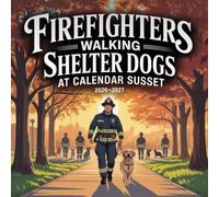 Firefighters Walking Shelter Dogs at Sunset Calendar 2026-2027: Golden-hour walks as firefighters stroll shelter dogs into a brighter future.